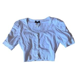 goodness gracious >.< | Y2K coquette short sleeve button up cropped sweater